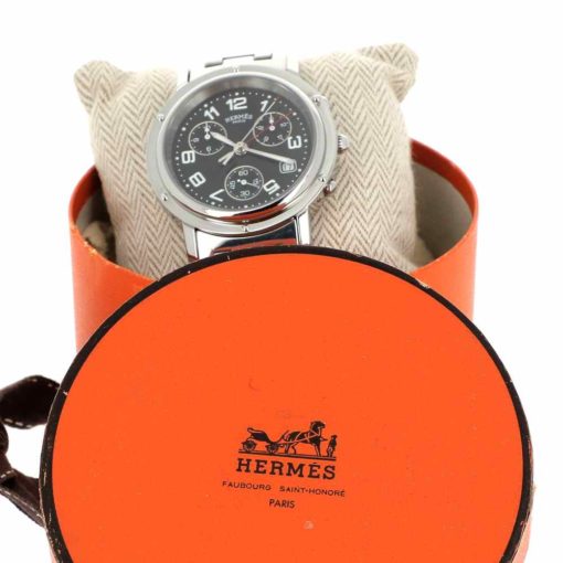 montre bracelet Hermes clipper chronographe quartz boîte