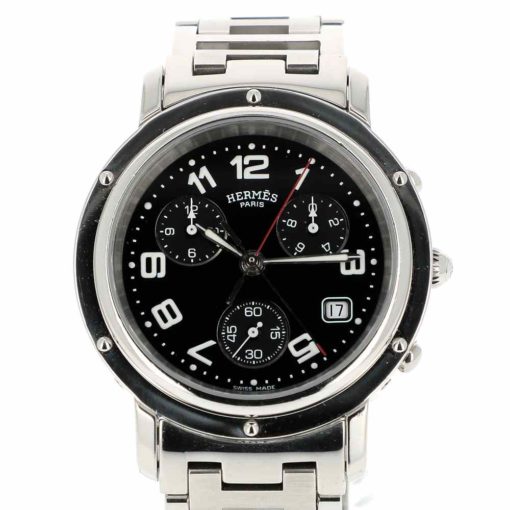 montre bracelet Hermes clipper chronographe quartz cadran 2