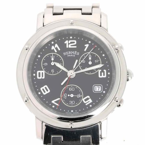 montre bracelet Hermes clipper chronographe quartz cadran 3